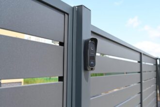 Digicode installé sur une porte d'entrée pour sécuriser la maison