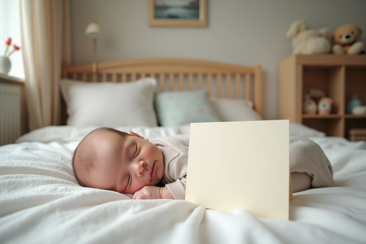 Nouveau-né reposant sur une couverture blanche dans le nursery