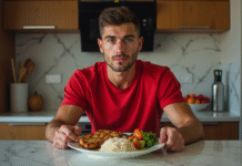 Régime des boxeurs : plan alimentaire pour une préparation physique idéale Jeune boxeur prépare un repas sain dans la cuisine