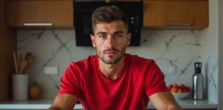 Régime des boxeurs : plan alimentaire pour une préparation physique idéale Jeune boxeur prépare un repas sain dans la cuisine