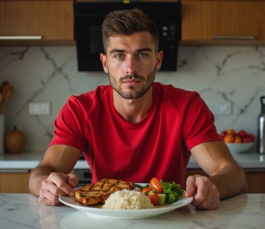 Régime des boxeurs : plan alimentaire pour une préparation physique idéale Jeune boxeur prépare un repas sain dans la cuisine