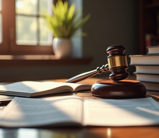 Quel est le rôle de l’article 145 CPC en droit procédural ? Bureau juridique bien éclairé avec livres de droit et maillet