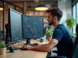 Les coulisses techniques d’un site web qui convertit Jeune developpeur web analysant des statistiques sur ses écrans