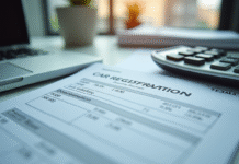 Document d'immatriculation voiture sur bureau lumineux