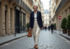 Mode 60 ans 2025 : conseils pour s’habiller avec style Femme élégante de 60 ans marchant dans Paris