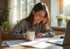 Jeune femme professionnelle travaillant au matin avec café et documents