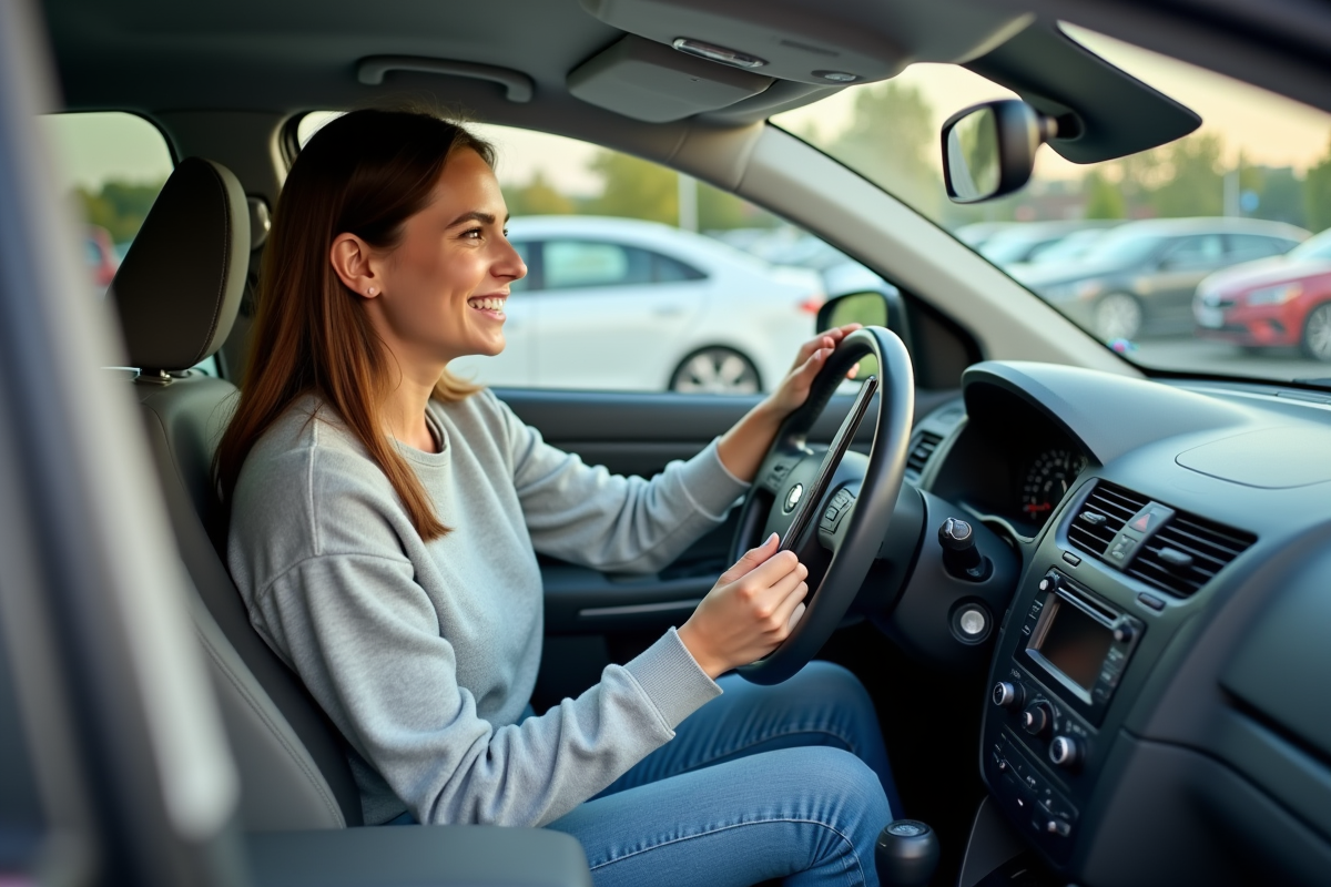 Jeune femme vérifie un balai d