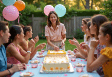 Budget anniversaire 100 personnes : quel montant prévoir pour l’événement ? Groupe d'adultes et adolescents autour d'une table festive en extérieur