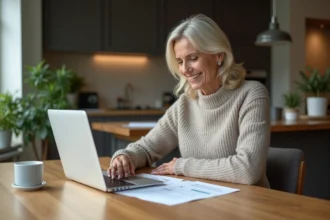 Une famille sereine devant leur maison locative rénovée