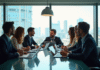 Groupe de professionnels collaborant autour d'une table moderne