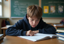 Échec scolaire : comprendre les manifestations et agir efficacement Adolescent pensif à son bureau en classe