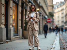 Tendances 2025 : ce qui est à la mode cette année ! Décryptage Jeune femme en blazer large dans une rue urbaine européenne