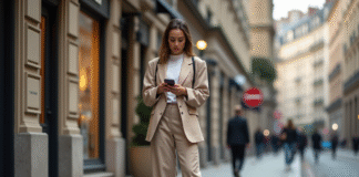 Tendances 2025 : ce qui est à la mode cette année ! Décryptage Jeune femme en blazer large dans une rue urbaine européenne