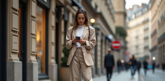 Tendances 2025 : ce qui est à la mode cette année ! Décryptage Jeune femme en blazer large dans une rue urbaine européenne