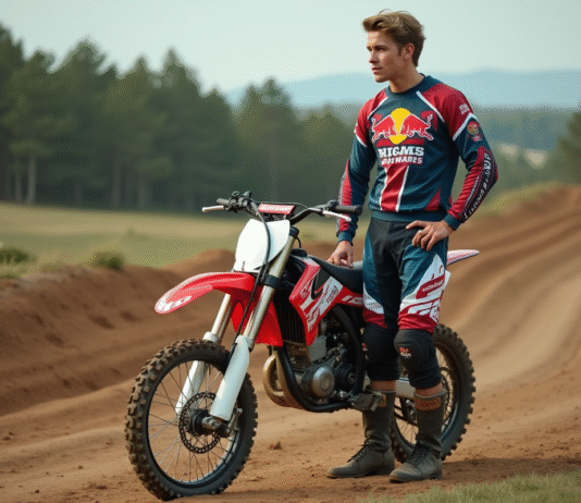 Le prix d’une moto-cross de 150cc : est-ce le choix judicieux pour vous ? Jeune homme en équipement motocross avec moto tout-terrain