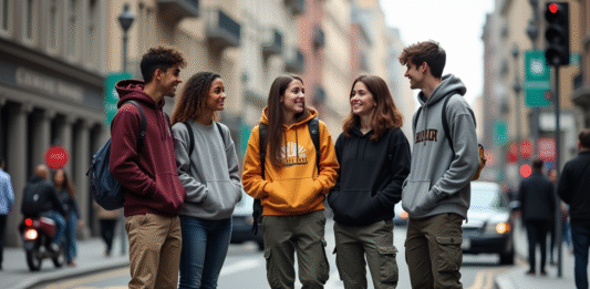 Streetwear : pourquoi a-t-il tant de succès auprès des gens ? Groupe de jeunes adultes en streetwear dans la ville