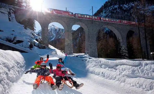 Piste luge Berguin en Suisse.