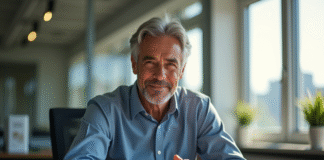 Neal Helson Baxter dans un bureau lumineux et moderne