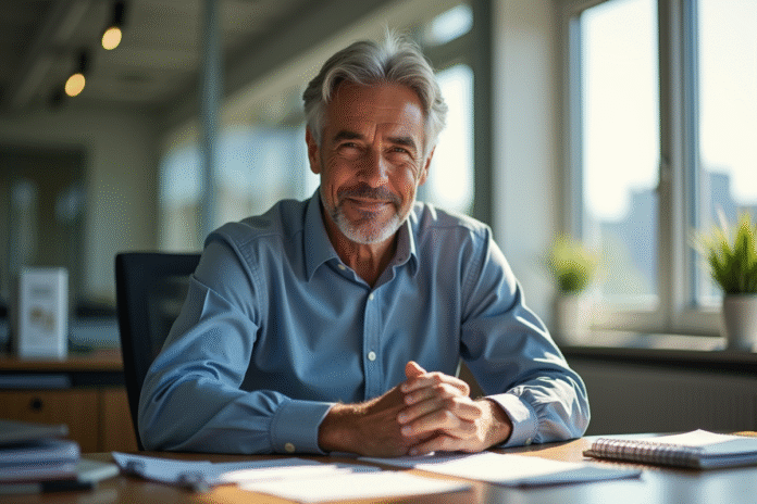 Neal Helson Baxter dans un bureau lumineux et moderne