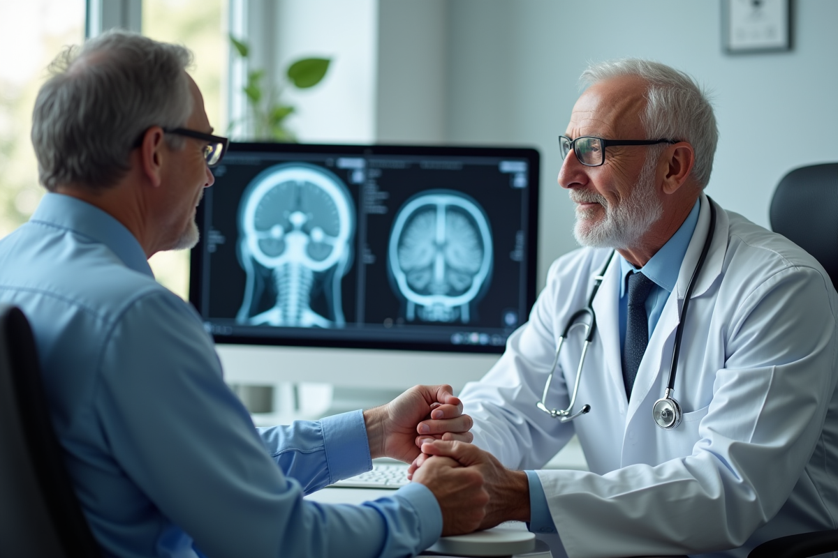 Neurologiste tenant la main d