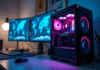 PC moderne avec éclairage RGB et graphiques système