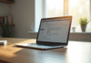 Ordinateur portable moderne sur un bureau lumineux