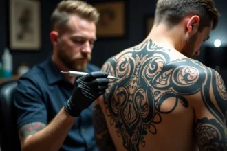 Tatouage géométrique inspiré de motifs culturels variés
