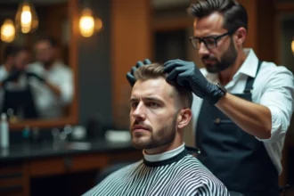 Dégradé bas homme parfaitement réalisé avec des cheveux soignés