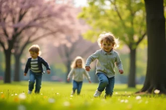 Quatre saisons illustrées avec leurs caractéristiques colorées et joyeuses