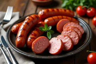Saucisses prêtes à être servies pour un repas convivial