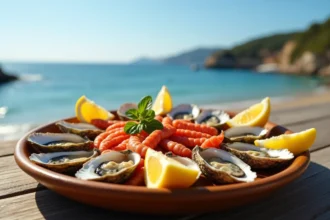 Vue sur des restaurants en bord de mer à Bandol avec ambiance méditerranéenne