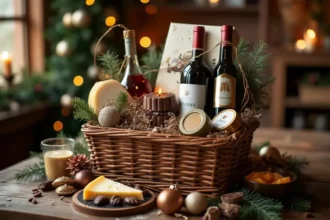 Coffret gourmand varié pour les fêtes avec produits sucrés et salés