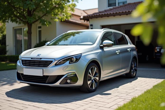 Voiture Peugeot 308 GT Line en extérieur lumineuse