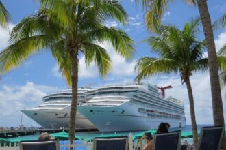 Famille s'amusant sur un navire de croisière de luxe